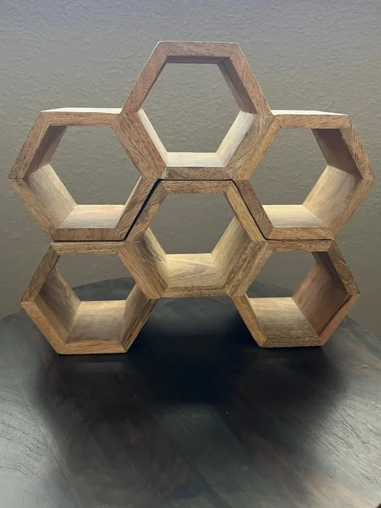 Honeycomb Hexagon Wood Wine Rack Set of 2 - Picture 8 of 8